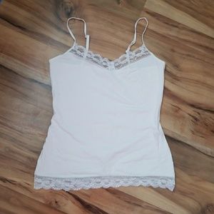 Express Medium White Cami with lace